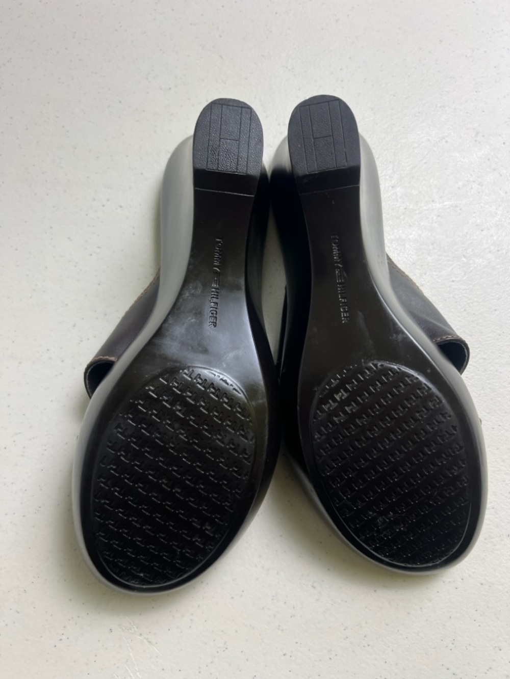 Tommy Hilfiger Kerry 2 Leather Criss-cross Slide Sandals Wedge Heel Vintage - Picture 9 of 9